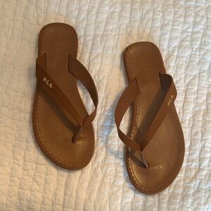 Ralph Lauren Women’s Tan Leather Flip Flops Size 7